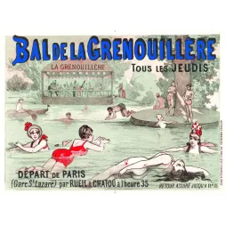 Affiche Bal Grenouillère Chatou baignade Seine Saint-Lazare XIXe | Cadeau-Souvenir