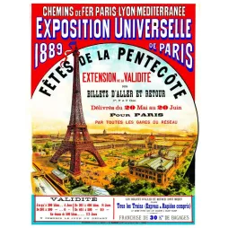 Affiche Exposition Universelle Paris 1889 PLM Tour Eiffel Pentecôte | Cadeau-Souvenir