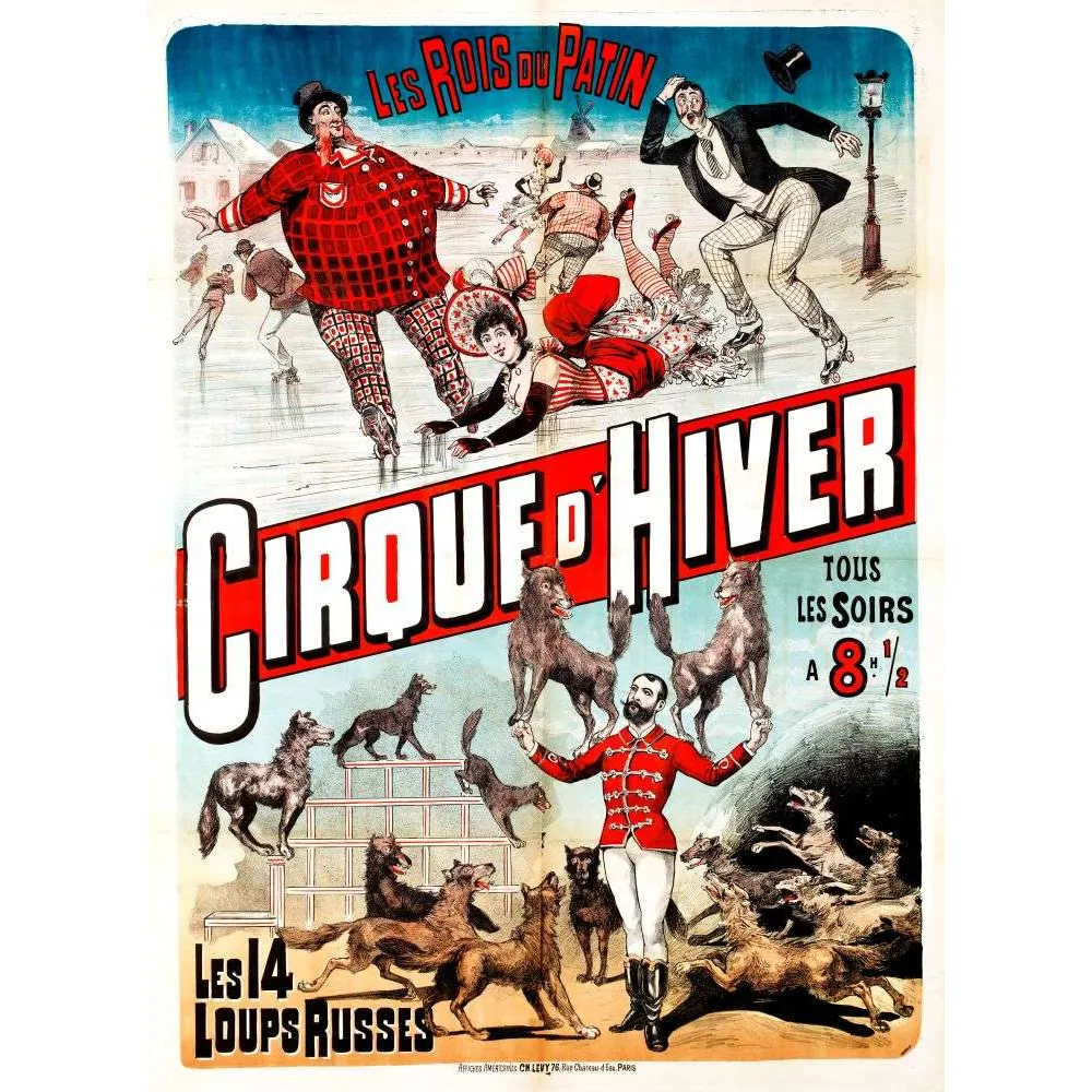 Affiche Cirque d'Hiver Loups Russes Rois Patin Paris XIXe spectacle | Cadeau-Souvenir