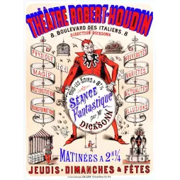 Affiche Théâtre Robert-Houdin Dicksonn magie Paris Italiens XIXe | Cadeau-Souvenir