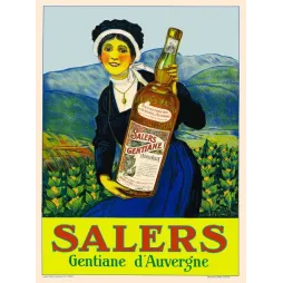 Affiche Salers Gentiane Labounoux Auvergne liqueur femme costume | Cadeau-Souvenir