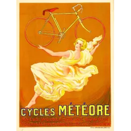 Affiche Cycles Météore Wolber Bowden femme vélo envol début XXe | Cadeau-Souvenir
