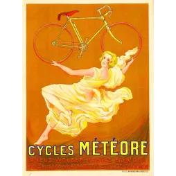 Affiche Cycles Météore Wolber Bowden femme vélo envol début XXe | Cadeau-Souvenir