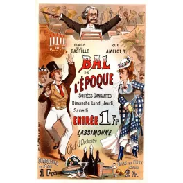 Affiche Bal de l'Époque Bastille Paris Lassimonne danseurs XIXe | Cadeau-Souvenir