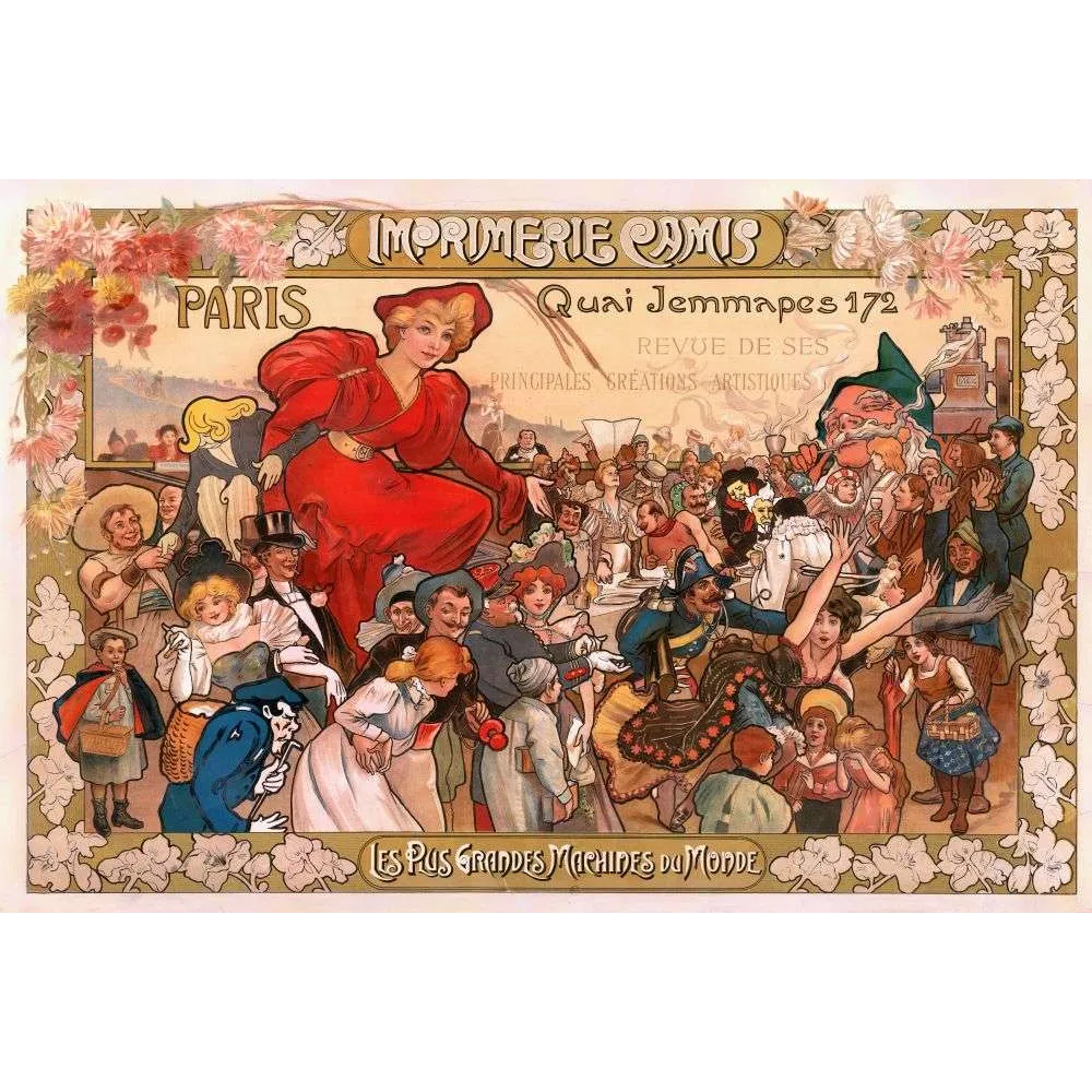 Affiche Imprimerie Camis Paris Jemmapes personnages populaires XIXe | Cadeau-Souvenir Affiche Imprimerie Camis Paris Jemmapes personnages populaires XIXe | Cadeau-Souvenir