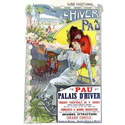 Affiche Hiver Pau Palais d'Hiver Pyrénées spectacles XIXe tourisme | Cadeau-Souvenir