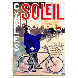 Affiche humoristique Cycles Soleil garde champêtre vélo fuite début XXe | Cadeau-Souvenir