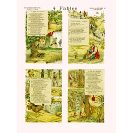 Imagerie Épinal 4 Fables La Fontaine Pellerin n°2 Chêne Lièvre XIXe | Cadeau-Souvenir