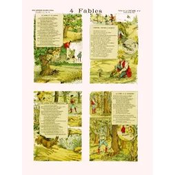 Imagerie Épinal 4 Fables La Fontaine Pellerin n°2 Chêne Lièvre XIXe | Cadeau-Souvenir