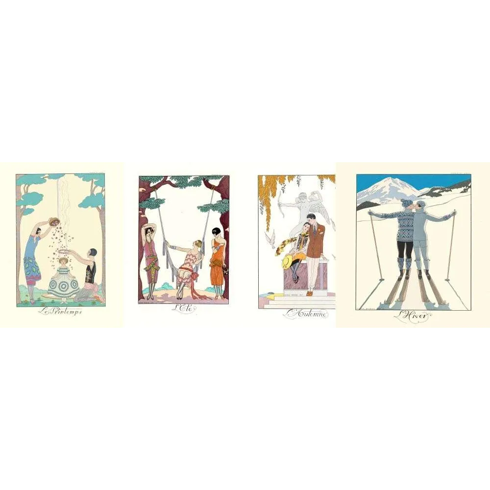 Illustration mode Quatre Saisons George Barbier années 1920 élégance | Cadeau-Souvenir Illustration mode Quatre Saisons George Barbier années 1920 élégance | Cadeau-Souvenir