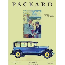 Affiche Packard Barbezat Champs-Élysées berline bleue luxe années 1930 | Cadeau-Souvenir