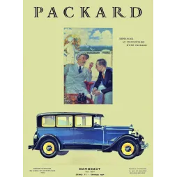 Affiche Packard Barbezat Champs-Élysées berline bleue luxe années 1930 | Cadeau-Souvenir