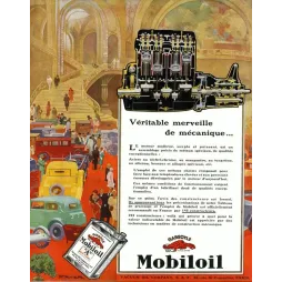 Affiche Mobiloil Gargoyle moteur mécanique Fauer Art Déco années 1930 | Cadeau-Souvenir