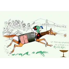 Illustration humoristique Sem Coupe Riviera cheval champagne Moët courses | Cadeau-Souvenir
