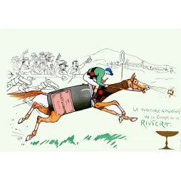 Illustration humoristique Sem Coupe Riviera cheval champagne Moët courses | Cadeau-Souvenir