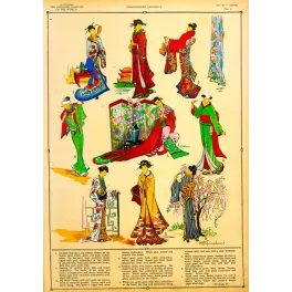 Planche costumes japonais brodés De Giafferri Feminine Costume World Japon | Cadeau-Souvenir