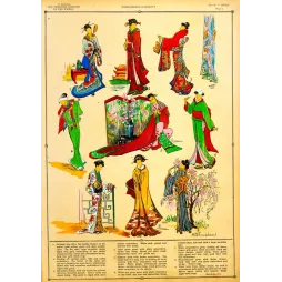 Planche costumes japonais brodés De Giafferri Feminine Costume World Japon | Cadeau-Souvenir