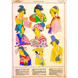 Planche coiffures japonaises De Giafferri Feminine Costume World Japon planche 7 | Cadeau-Souvenir