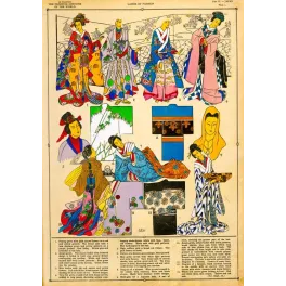 Planche dames mode japonaises kimonos De Giafferri Feminine Costume planche 1 | Cadeau-Souvenir
