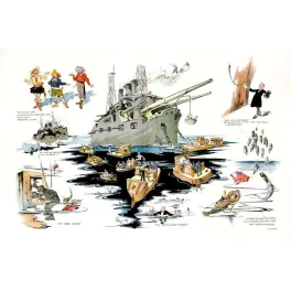 Illustration humoristique Hy Mayer Auxiliary Fleet cuirassé marine américaine satire | Cadeau-Souvenir