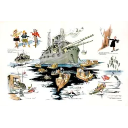 Illustration humoristique Hy Mayer Auxiliary Fleet cuirassé marine américaine satire | Cadeau-Souvenir