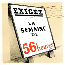 Affiche Semaine 56 Heures 1937 – Document historique français | Fac-similé de document ancien
