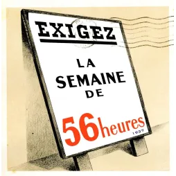 Affiche Semaine 56 Heures 1937 – Document historique français | Fac-similé de document ancien