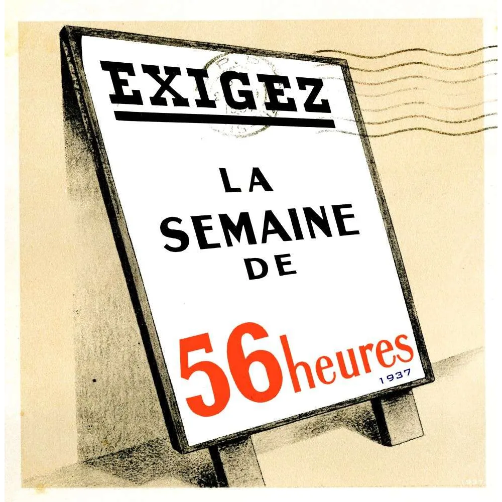 Affiche Semaine 56 Heures 1937 – Document historique français | Fac-similé de document ancien Affiche Semaine 56 Heures 1937 – Document historique français | Fac-similé de document ancien