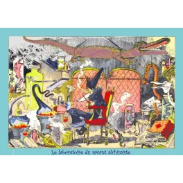 Laboratoire Alchimiste Illustration Humoristique – Gravure fantastique | Fac-similé de document ancien