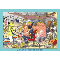 Laboratoire Alchimiste Illustration Humoristique – Gravure fantastique | Fac-similé de document ancien