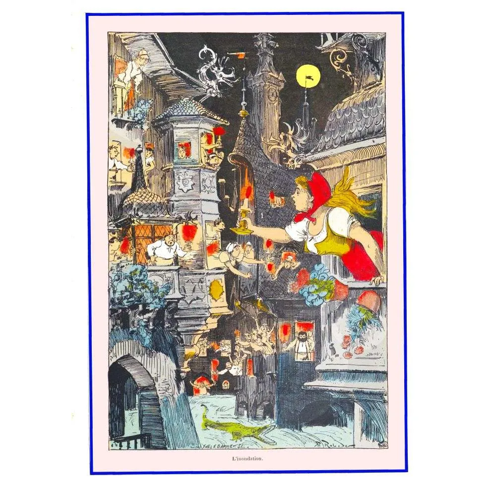 L'Inondation Illustration Fantastique Nocturne – Gravure XIXe | Fac-similé de document ancien L'Inondation Illustration Fantastique Nocturne – Gravure XIXe | Fac-similé de document ancien