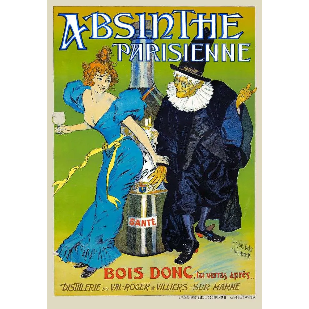 Affiche Absinthe Parisienne Distillerie Val-Roger – Pub vintage | Publicité vintage Affiche Absinthe Parisienne Distillerie Val-Roger – Pub vintage | Publicité vintage