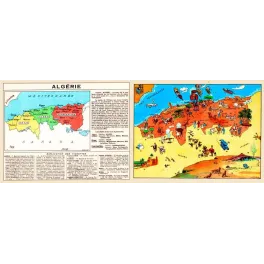 Carte Illustrée Algérie – Document géographique vintage | Cartographie ancienne