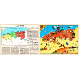 Carte Illustrée Algérie – Document géographique vintage | Cartographie ancienne