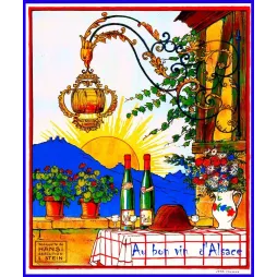 Au Bon Vin d'Alsace Hansi – Illustration publicitaire vintage | Publicité vintage