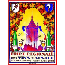 Affiche Foire Vins Alsace Colmar 1948 Hansi – Affiche vintage | Publicité vintage