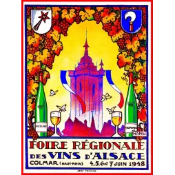 Affiche Foire Vins Alsace Colmar 1948 Hansi – Affiche vintage | Publicité vintage