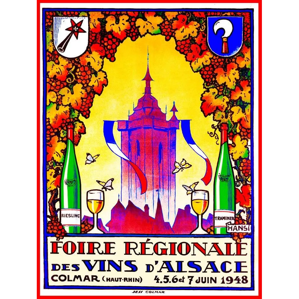 Affiche Foire Vins Alsace Colmar 1948 Hansi – Affiche vintage | Publicité vintage Affiche Foire Vins Alsace Colmar 1948 Hansi – Affiche vintage | Publicité vintage