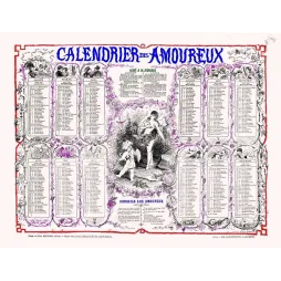 Calendrier des Amoureux Paris XIXe – Illustration humoristique vintage | Fac-similé de document ancien