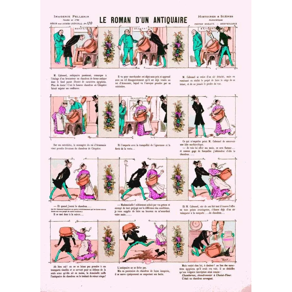 Roman d'un Antiquaire Imagerie Pellerin Épinal – Planche humoristique | Fac-similé de document ancien