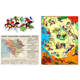 Carte Illustrée Poitou Saintonge Aunis – Document régional vintage | Cartographie ancienne