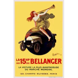 Affiche Bellanger 15HP Cappiello 1921 – Pub automobile vintage | Publicité vintage
