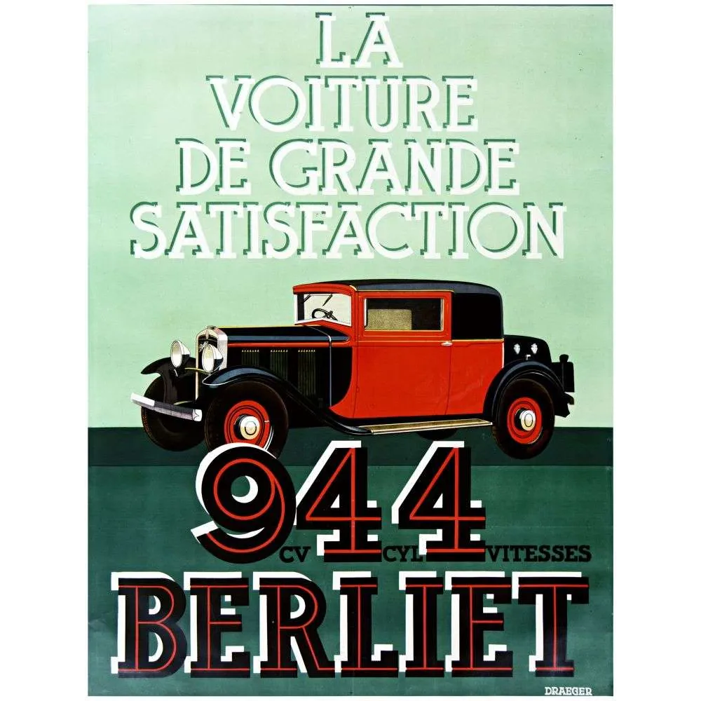 Affiche Berliet 9CV 4 Cylindres – Publicité automobile vintage Draeger | Publicité vintage Affiche Berliet 9CV 4 Cylindres – Publicité automobile vintage Draeger | Publicité vintage