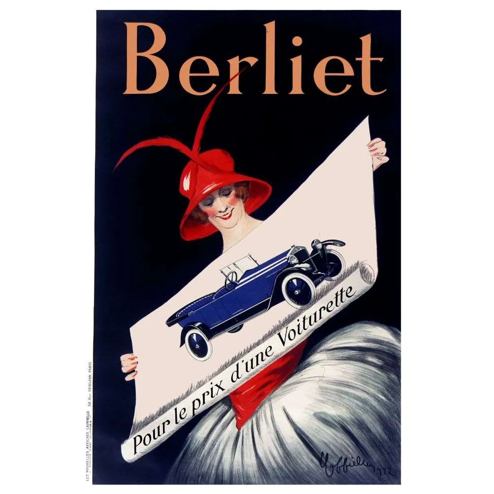 Affiche Berliet Voiturette Cappiello 1922 – Publicité automobile | Publicité vintage Affiche Berliet Voiturette Cappiello 1922 – Publicité automobile | Publicité vintage