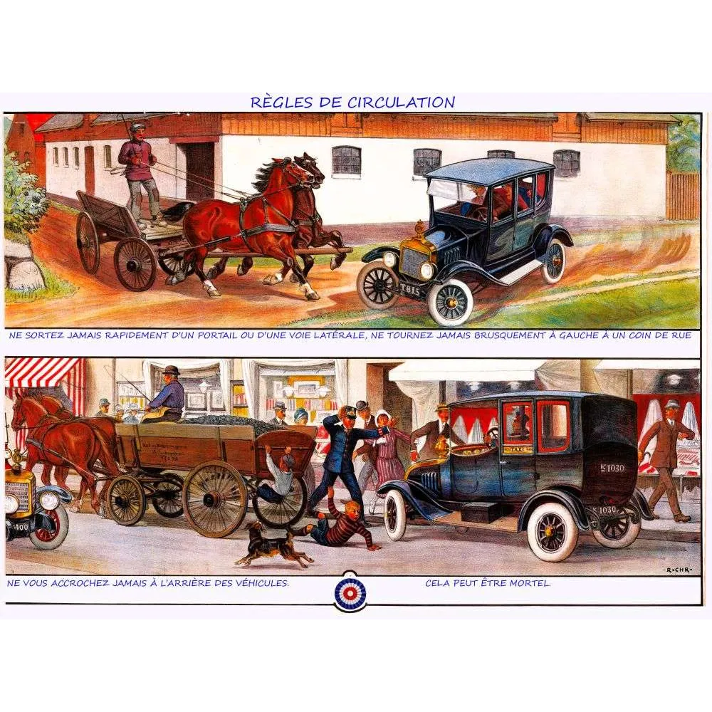 Planche Règles de Circulation Routière – Document éducatif vintage | Fac-similé de document ancien Planche Règles de Circulation Routière – Document éducatif vintage | Fac-similé de document ancien