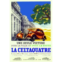 Affiche Renault Celtaquatre – Publicité automobile vintage années 1930 | Publicité vintage