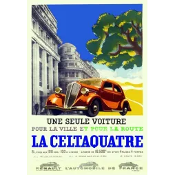Affiche Renault Celtaquatre – Publicité automobile vintage années 1930 | Publicité vintage