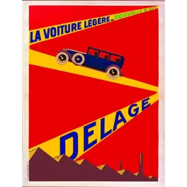 Affiche Delage Voiture Légère 6 Cylindres – Art Déco automobile | Publicité vintage