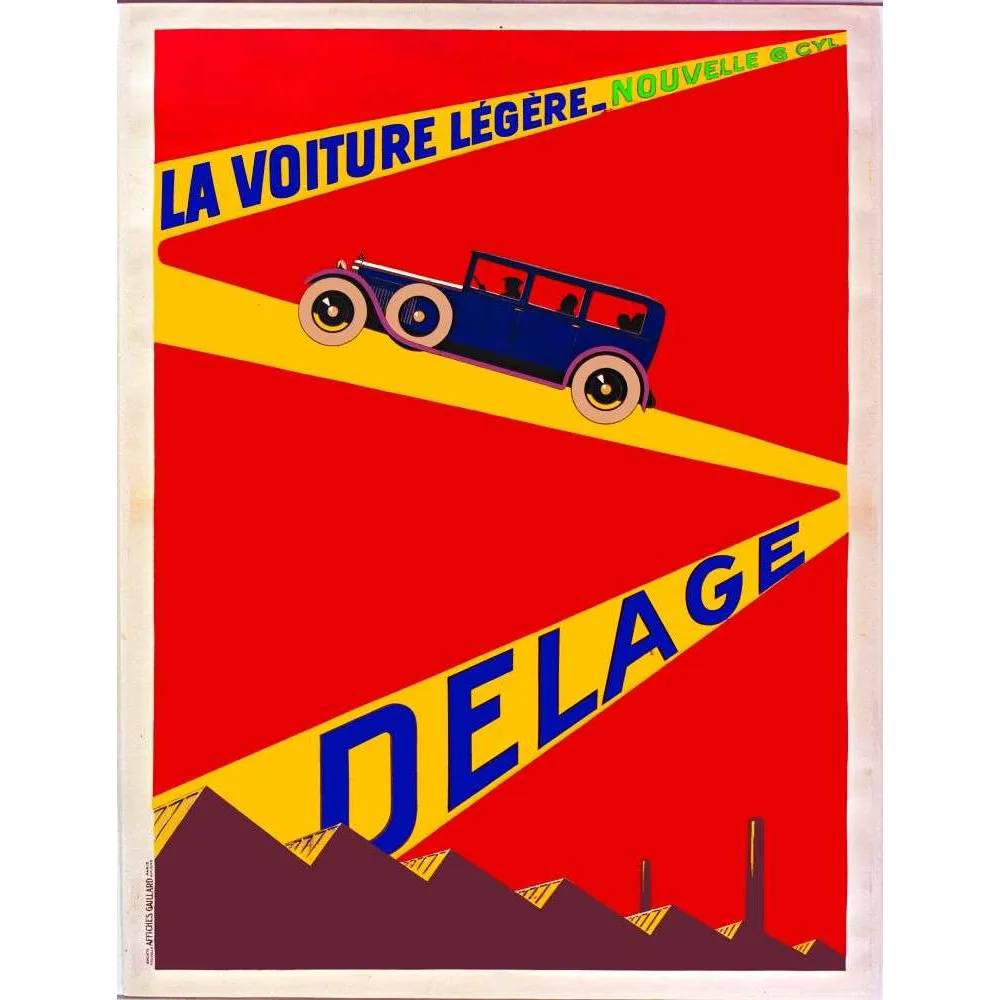 Affiche Delage Voiture Légère 6 Cylindres – Art Déco automobile | Publicité vintage Affiche Delage Voiture Légère 6 Cylindres – Art Déco automobile | Publicité vintage