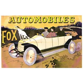 Affiche Automobiles Fox – Publicité voiture vintage début XXe | Publicité vintage